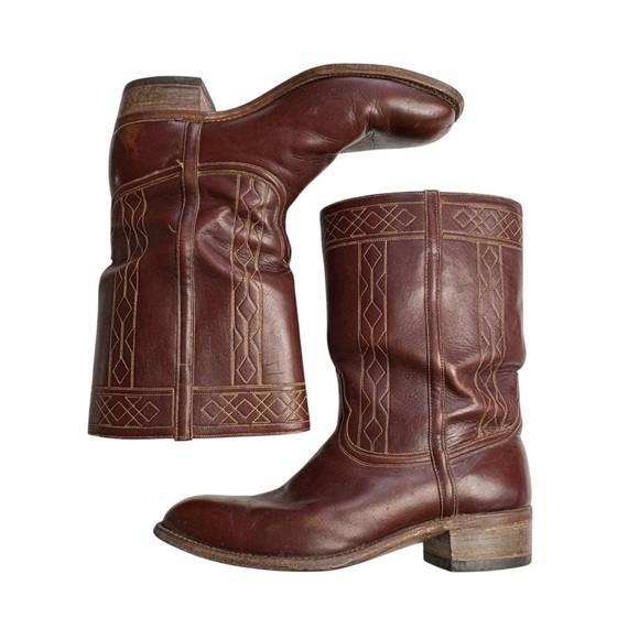 Vintage Johnston & Murphy Ruidoso Collection Leather Boots 11.5 Western Cowboy - Picture 5 of 10